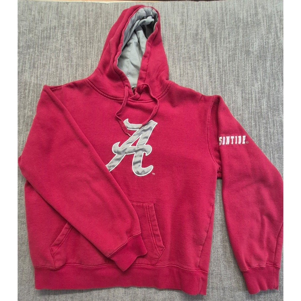 Alabama Crimson Tide mens red hoodie sweatshirt LG Gray A front pocket Roll Tide